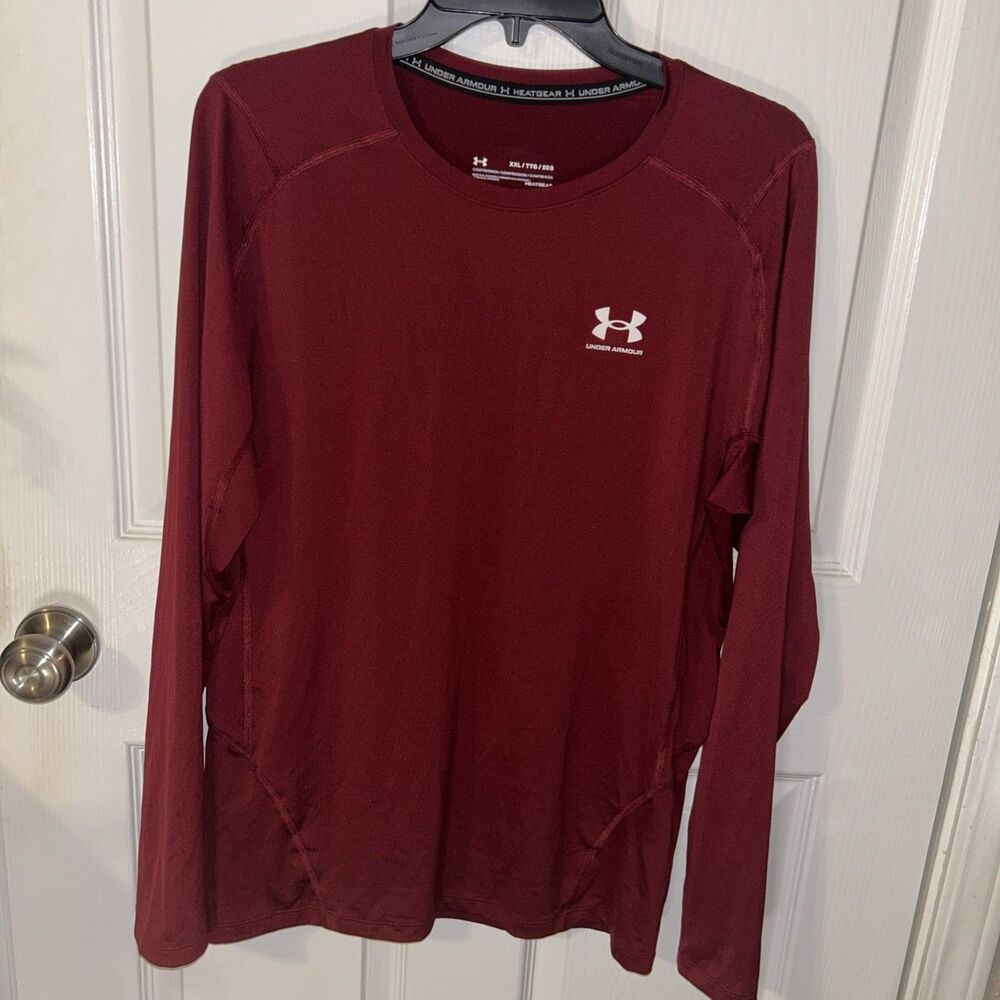 Under Armour Burgandy Long Sleeve HeatGear Compression Shirt Mens XXL